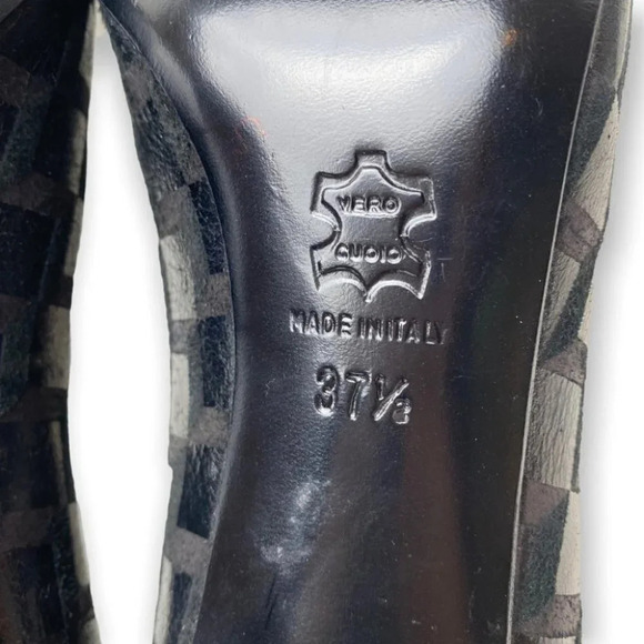 Pierre Hardy  Black Suede & Silver Metallic Peep Toe Heels - Picture 11 of 11